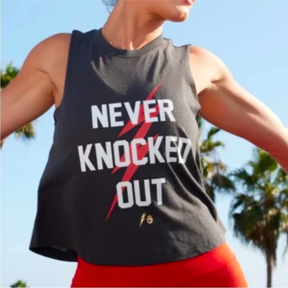 Spiritual Gangster x Kendall Toole Never Knocked Out Crop Tank in Grey Sz XS - Picture 3 of 8